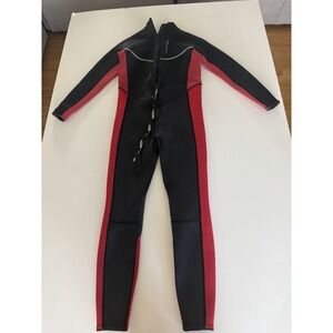Seaskin Full Wetsuit Men Size 16 Black Red Back Zip Surf Dive Suit 3/2mm